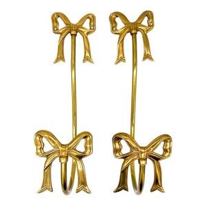 Pair of Vintage Brass Bow Towel / Blanket Holders – Hollywood Regency Style